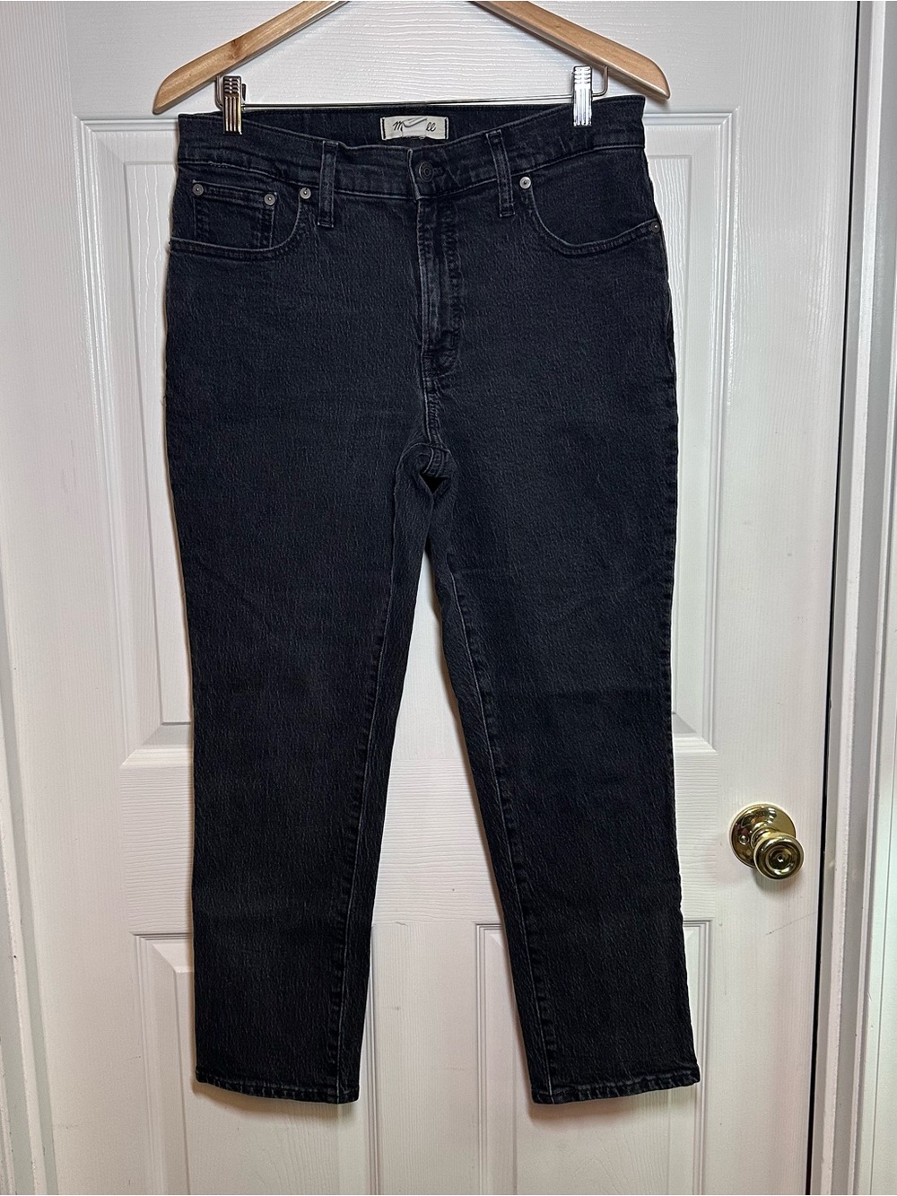 Madewell The Mid-Rise Perfect Vintage Jean Size 30 Black Straight Leg Denim